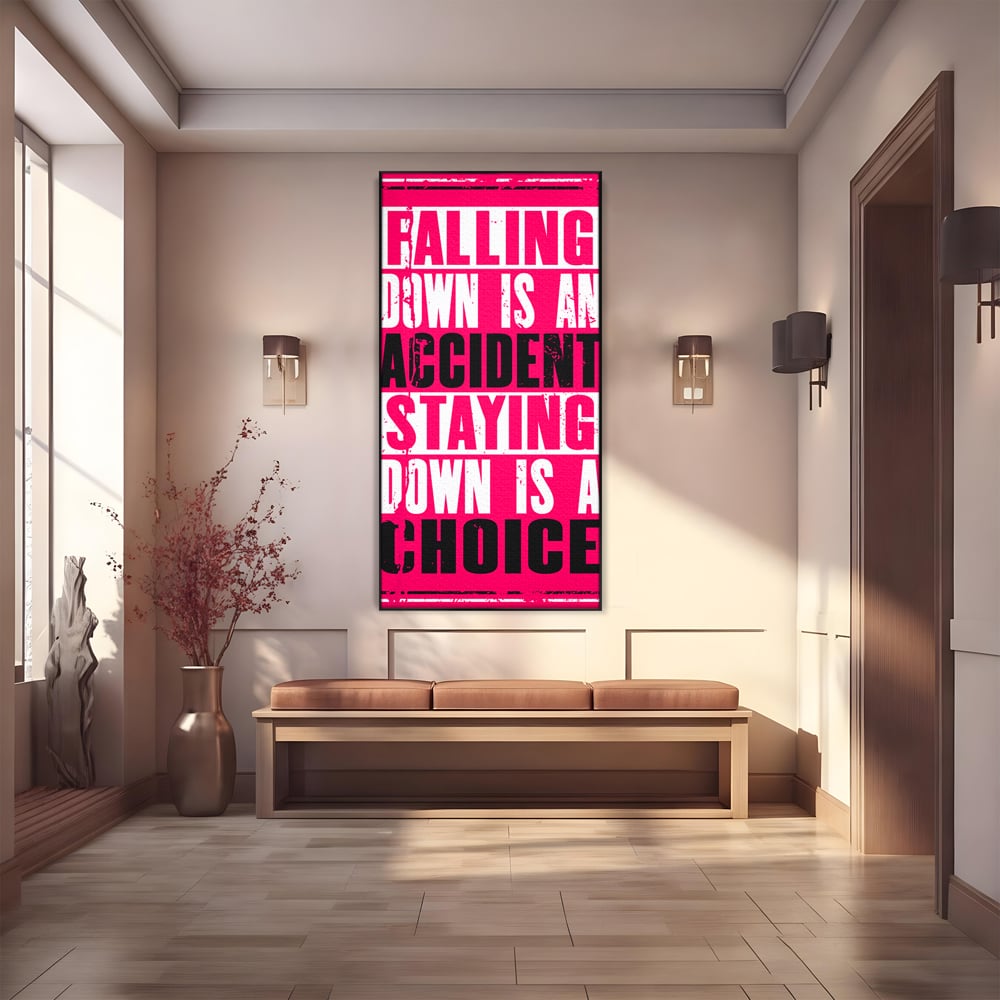 Tablou canvas cu tablou canvas cu citat motivational vertical, in rama de aluminiu negru